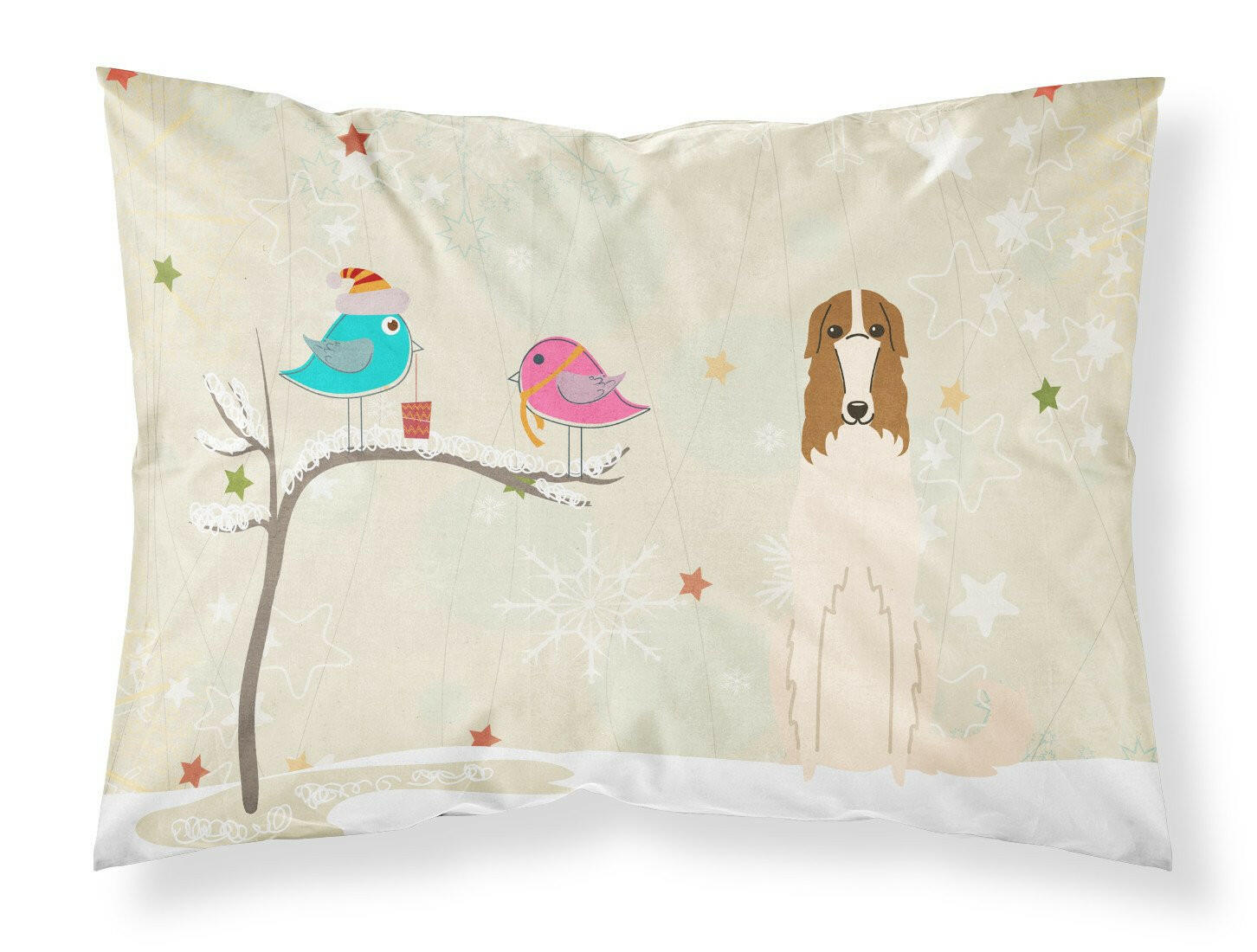 Christmas Presents between Friends Borzoi Standard Pillowcase Lightweight Super Soft Easy Care Decorative Artwork Pillowcase, Standard