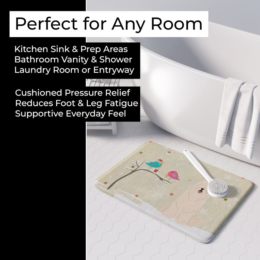 Christmas Presents between Friends South Russian Sheepdog Memory Foam Kitchen Mat Machine Washable Anti-Fatigue Cushion Comfort Bath or Kitchen Rug