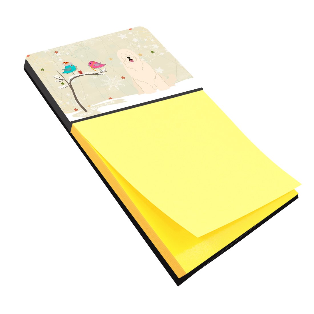 Christmas Presents between Friends South Russian Sheepdog Watercolor Sticky Note Holder Refillable Dispenser Desk Accessory 3x3 Pad Gift