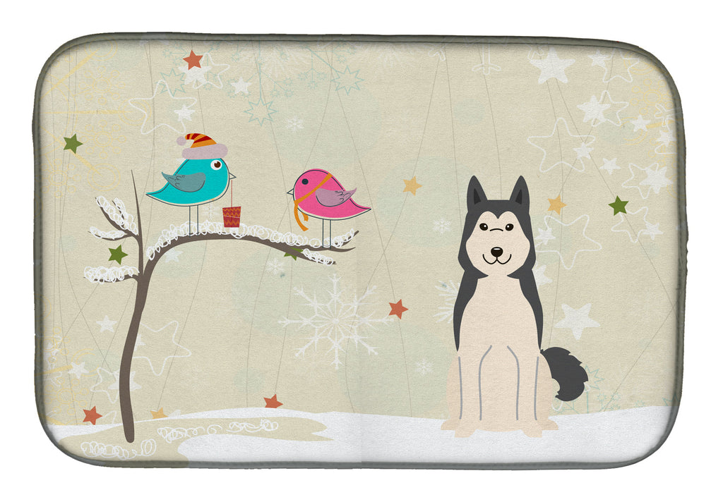 Christmas Presents between Friends West Siberian Laika Spitz Dish Drying Mat Absorbent Dish Drying Mat Pad for Kitchen Counter Dish Drainer Mat for Countertop, 14 x 21", Multicolor