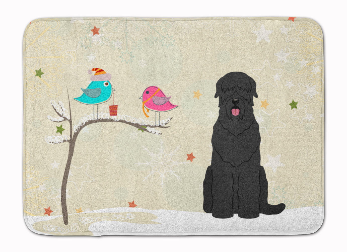 Christmas Presents between Friends Black Russian Terrier Memory Foam Kitchen Mat Machine Washable Anti-Fatigue Cushion Comfort Bath or Kitchen Rug