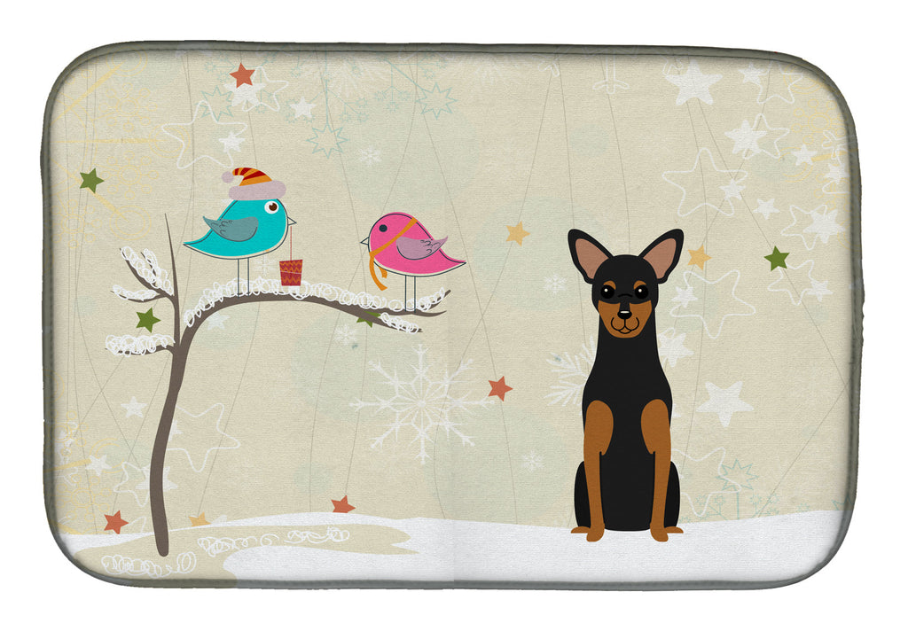 Christmas Presents between Friends Manchester Terrier Dish Drying Mat Absorbent Dish Drying Mat Pad for Kitchen Counter Dish Drainer Mat for Countertop, 14 x 21", Multicolor