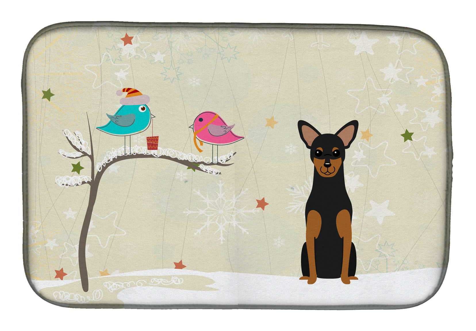 Christmas Presents between Friends Manchester Terrier Dish Drying Mat Absorbent Dish Drying Mat Pad for Kitchen Counter Dish Drainer Mat for Countertop, 14 x 21", Multicolor