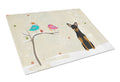 Christmas Presents between Friends Manchester Terrier Cutting Board Tempered Glass Kitchen Cutting Surface, Heat Resistant Chopping, Non-Slip Feet, Food Prep & Serving