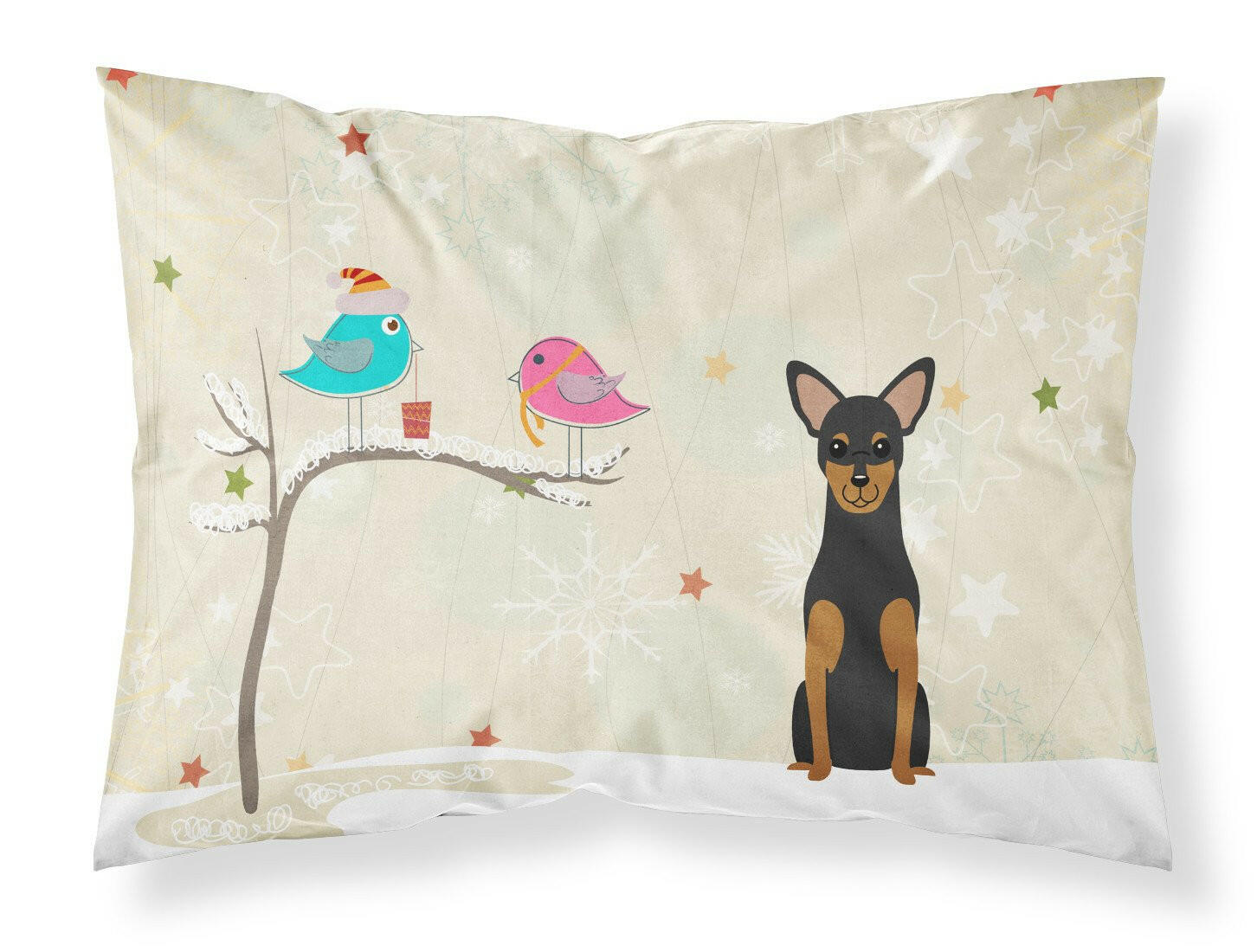 Christmas Presents between Friends Manchester Terrier Standard Pillowcase Lightweight Super Soft Easy Care Decorative Artwork Pillowcase, Standard