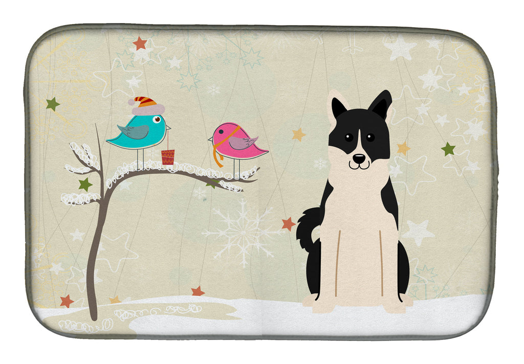 Christmas Presents between Friends Russo-European Laika Spitz Dish Drying Mat Absorbent Dish Drying Mat Pad for Kitchen Counter Dish Drainer Mat for Countertop, 14 x 21", Multicolor