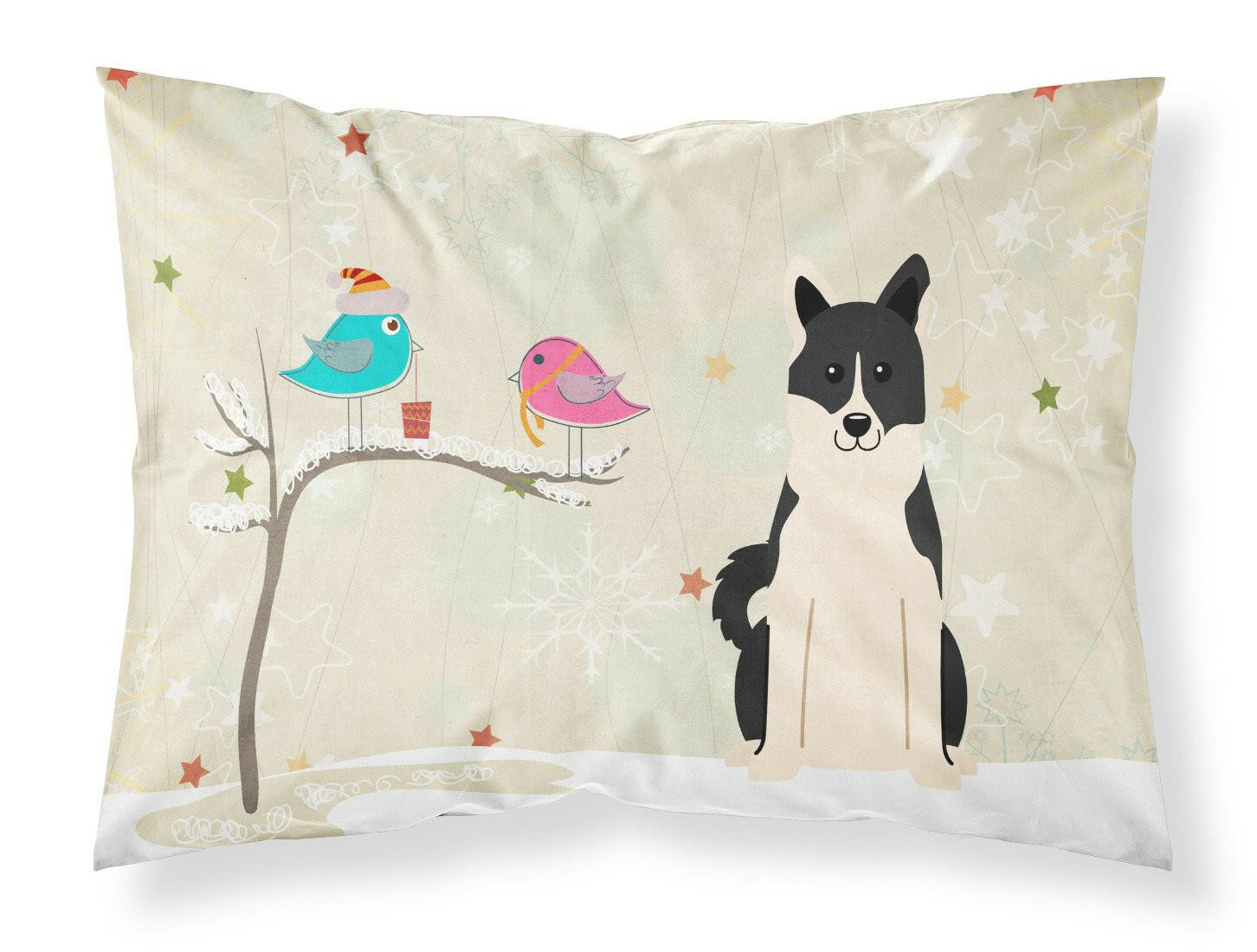 Christmas Presents between Friends Russo-European Laika Spitz Standard Pillowcase Lightweight Super Soft Easy Care Decorative Artwork Pillowcase, Standard