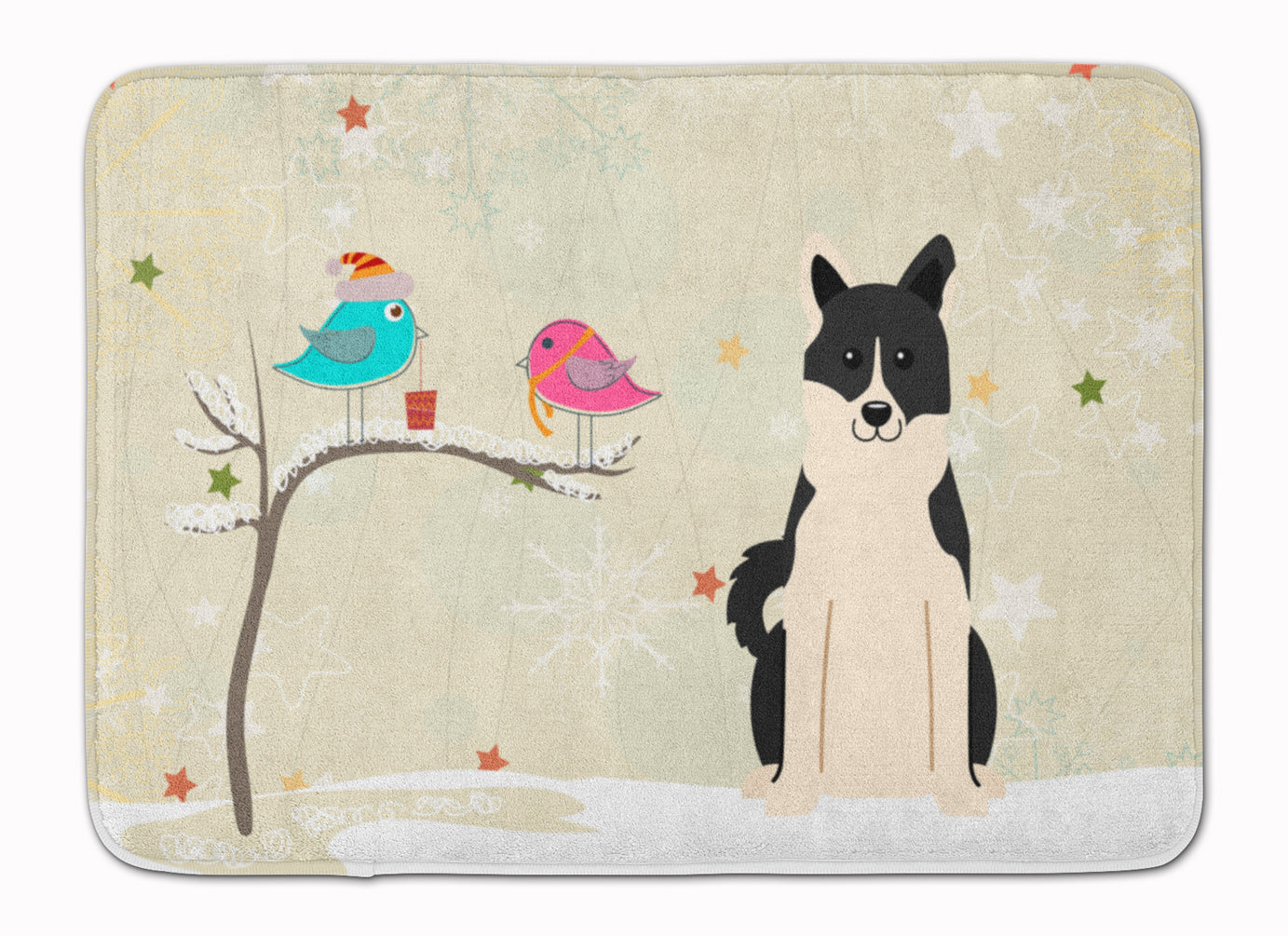 Christmas Presents between Friends Russo-European Laika Spitz Memory Foam Kitchen Mat Machine Washable Anti-Fatigue Cushion Comfort Bath or Kitchen Rug