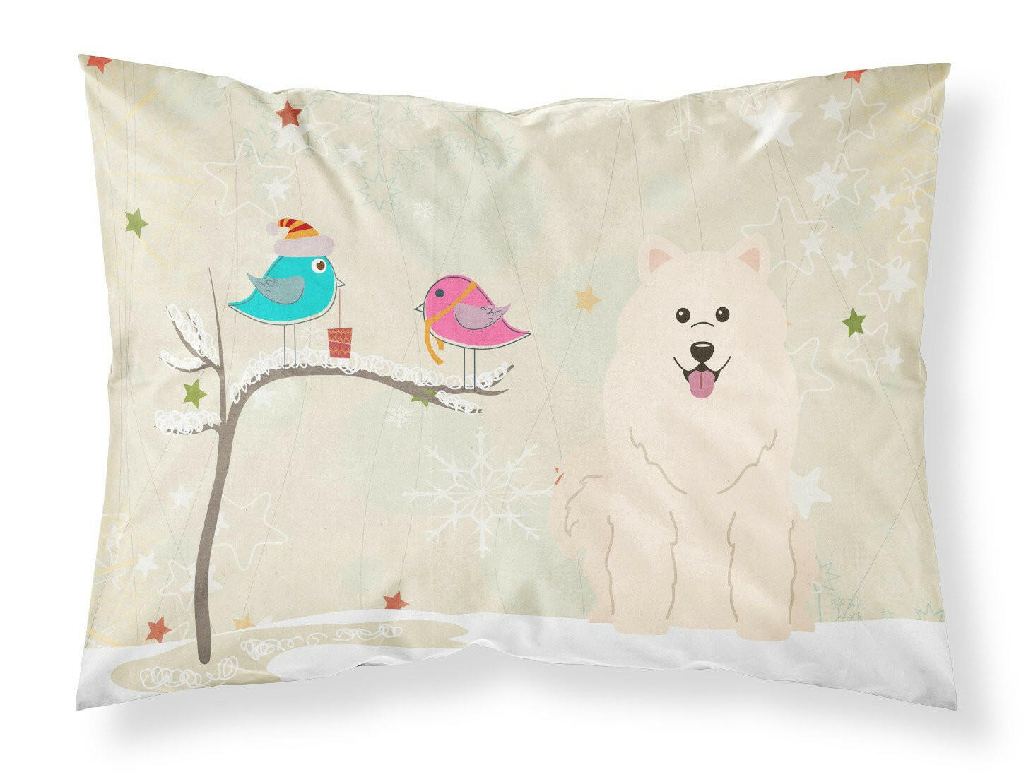 Christmas Presents between Friends Samoyed Standard Pillowcase Lightweight Super Soft Easy Care Decorative Artwork Pillowcase, Standard