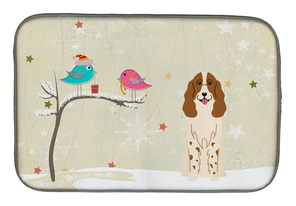 Christmas Presents between Friends Russian Spaniel Dish Drying Mat Absorbent Dish Drying Mat Pad for Kitchen Counter Dish Drainer Mat for Countertop, 14 x 21", Multicolor