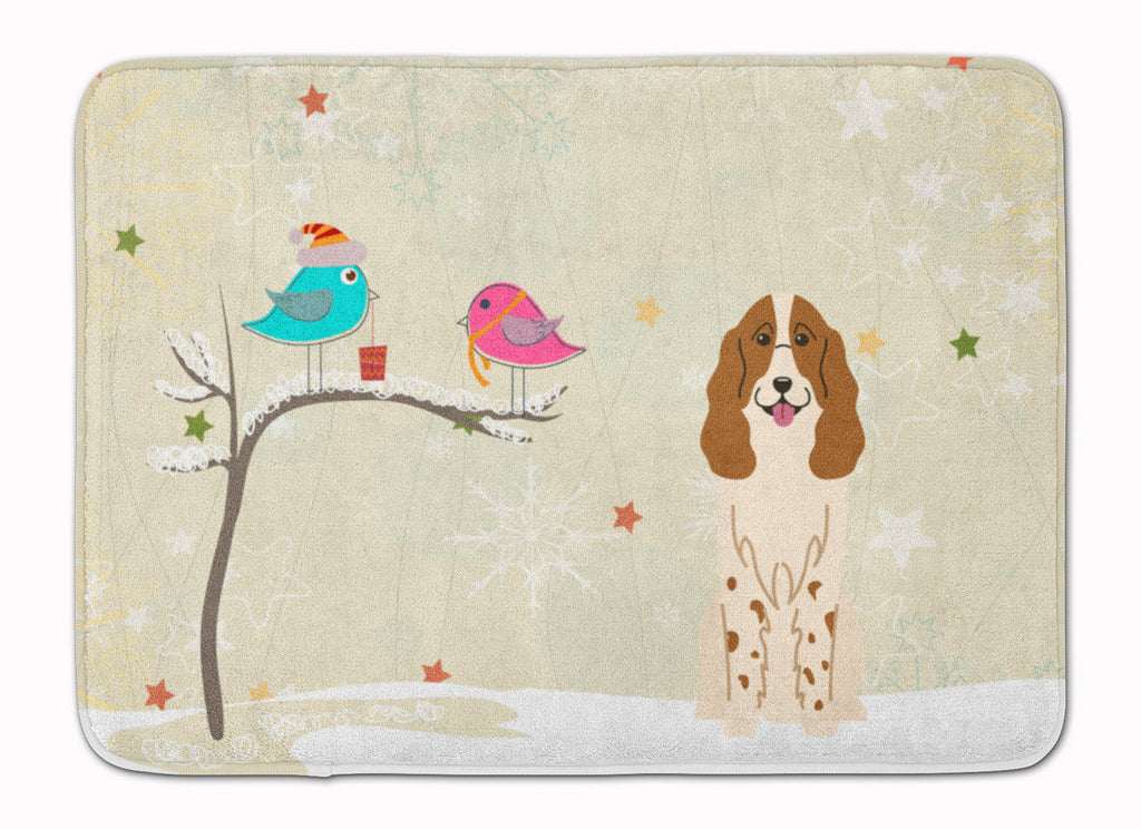 Christmas Presents between Friends Russian Spaniel Memory Foam Kitchen Mat Machine Washable Anti-Fatigue Cushion Comfort Bath or Kitchen Rug