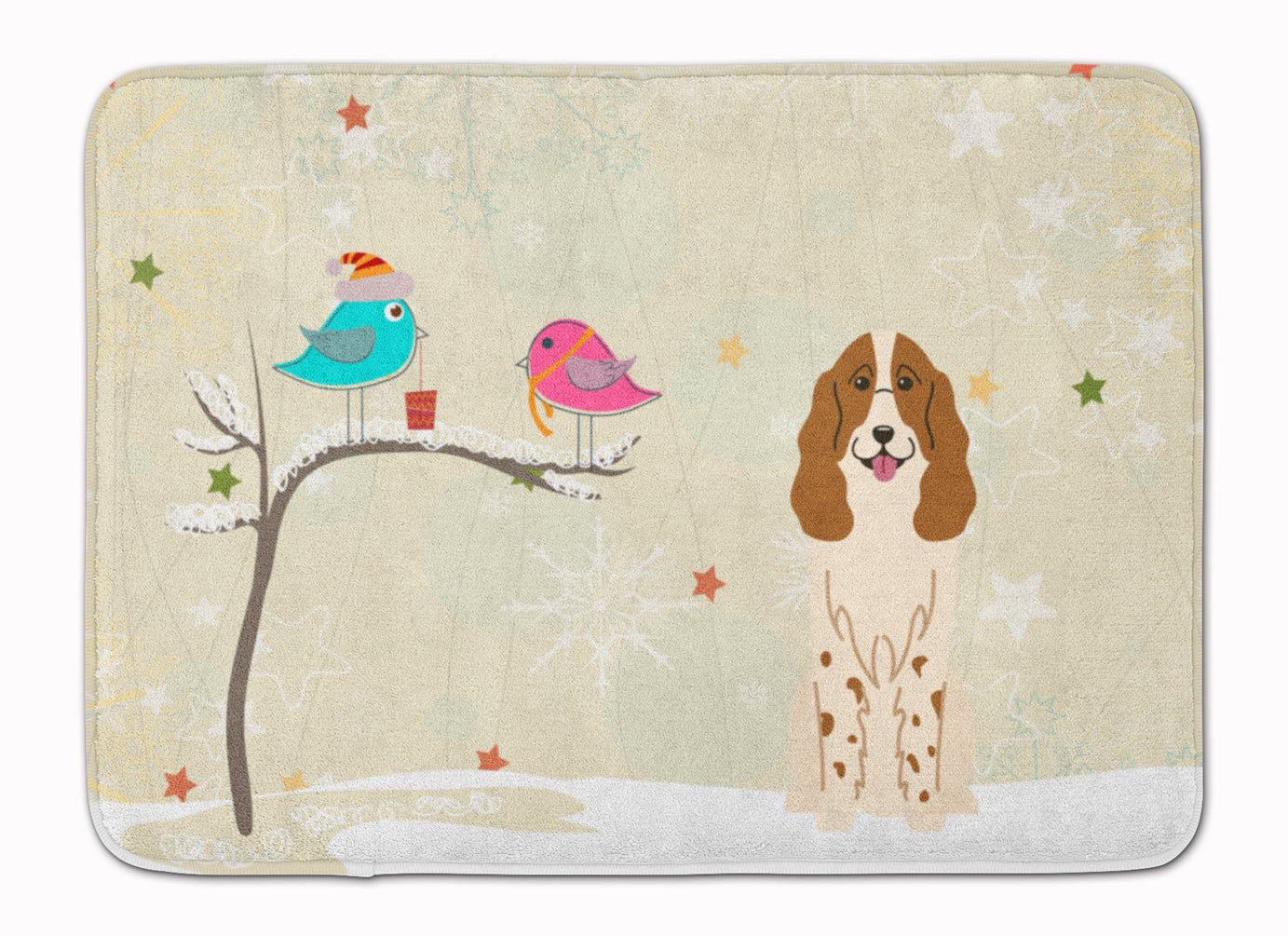 Christmas Presents between Friends Russian Spaniel Memory Foam Kitchen Mat Machine Washable Anti-Fatigue Cushion Comfort Bath or Kitchen Rug