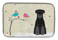 Christmas Presents between Friends Schnauzer - Black Dish Drying Mat Absorbent Dish Drying Mat Pad for Kitchen Counter Dish Drainer Mat for Countertop, 14 x 21", Multicolor