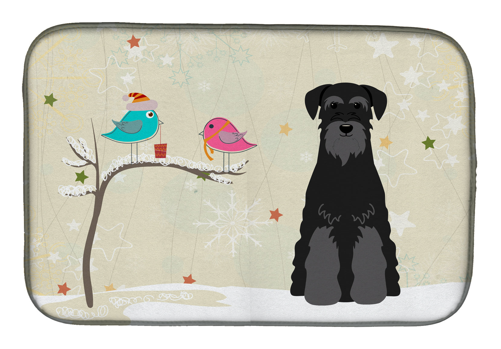Christmas Presents between Friends Schnauzer - Black Dish Drying Mat Absorbent Dish Drying Mat Pad for Kitchen Counter Dish Drainer Mat for Countertop, 14 x 21", Multicolor