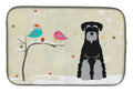Christmas Presents between Friends Schnauzer - Black and Grey Dish Drying Mat Absorbent Dish Drying Mat Pad for Kitchen Counter Dish Drainer Mat for Countertop, 14 x 21", Multicolor