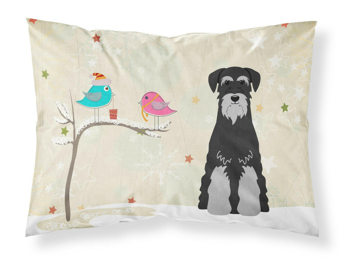 Christmas Presents between Friends Schnauzer - Black and Grey Standard Pillowcase Lightweight Super Soft Easy Care Decorative Artwork Pillowcase, Standard