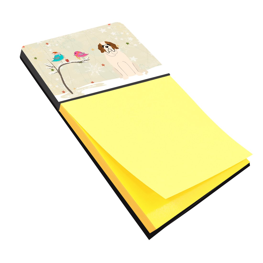 Christmas Presents between Friends Saint Bernard Watercolor Sticky Note Holder Refillable Dispenser Desk Accessory 3x3 Pad Gift
