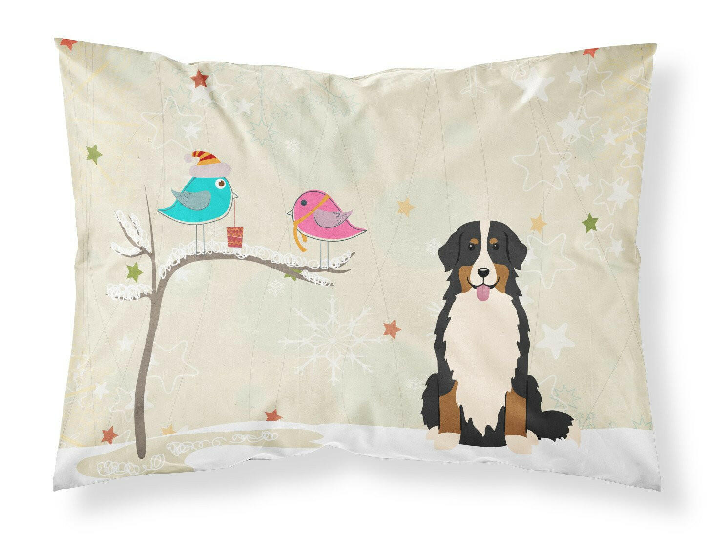 Christmas Presents between Friends Bernese Mountain Dog Standard Pillowcase Lightweight Super Soft Easy Care Decorative Artwork Pillowcase, Standard