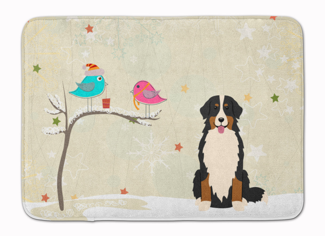 Christmas Presents between Friends Bernese Mountain Dog Memory Foam Kitchen Mat Machine Washable Anti-Fatigue Cushion Comfort Bath or Kitchen Rug