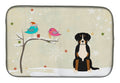 Christmas Presents between Friends Greater Swiss Mountain Dog Dish Drying Mat Absorbent Dish Drying Mat Pad for Kitchen Counter Dish Drainer Mat for Countertop, 14 x 21", Multicolor