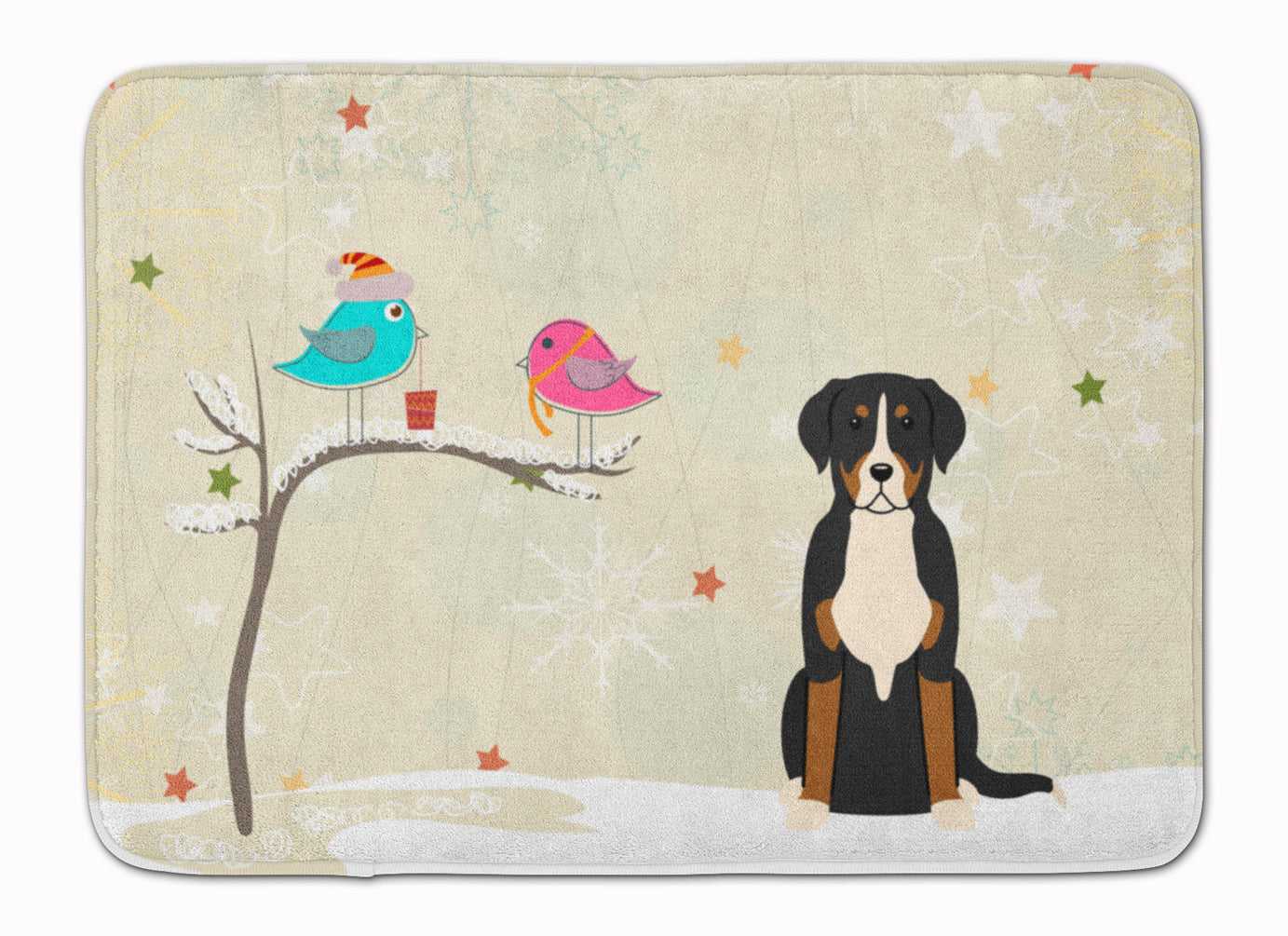 Christmas Presents between Friends Greater Swiss Mountain Dog Memory Foam Kitchen Mat Machine Washable Anti-Fatigue Cushion Comfort Bath or Kitchen Rug