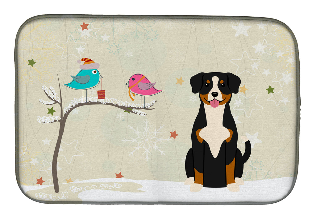 Christmas Presents between Friends Entlebucher Dish Drying Mat Absorbent Dish Drying Mat Pad for Kitchen Counter Dish Drainer Mat for Countertop, 14 x 21", Multicolor