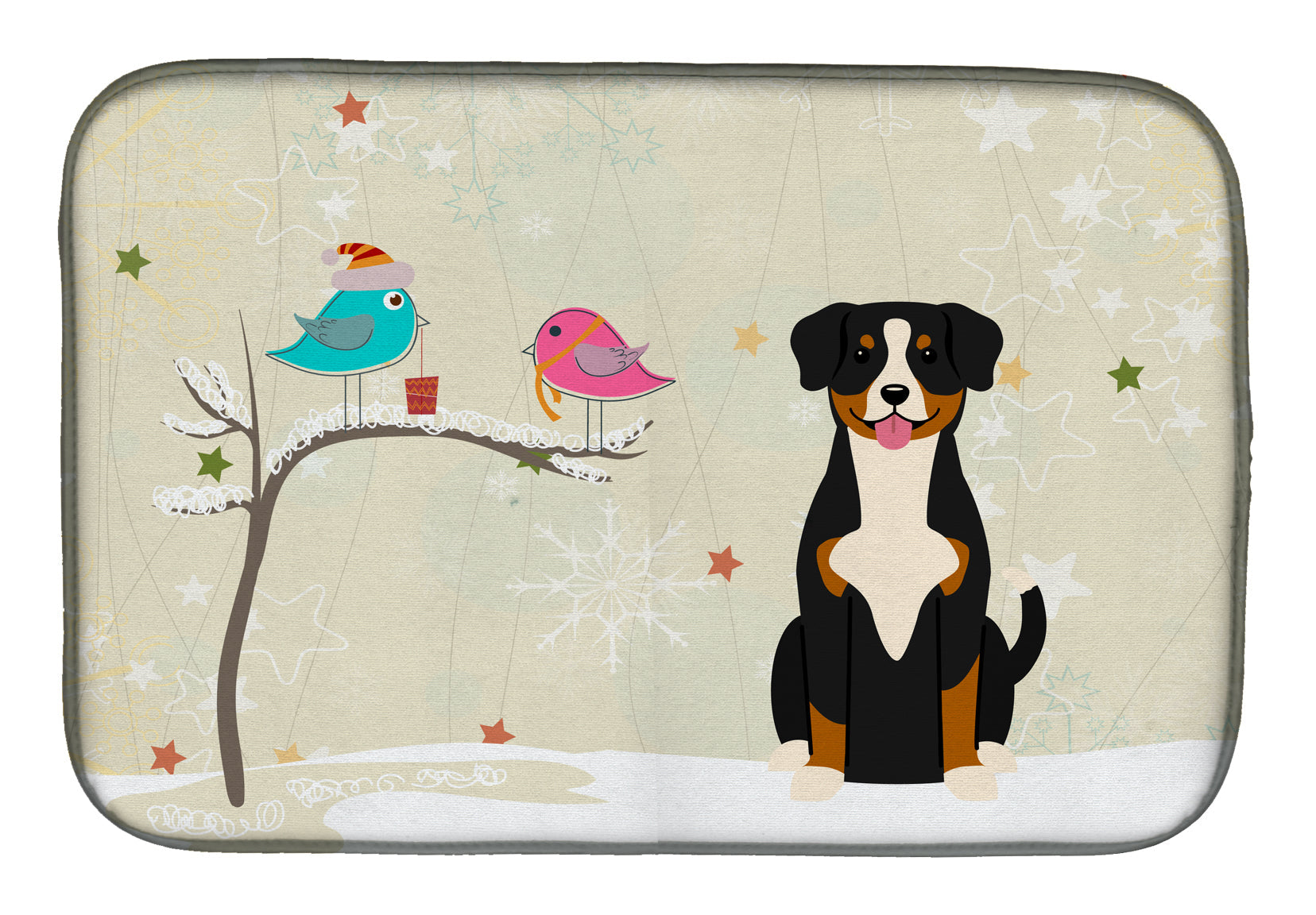 Christmas Presents between Friends Entlebucher Dish Drying Mat Absorbent Dish Drying Mat Pad for Kitchen Counter Dish Drainer Mat for Countertop, 14 x 21", Multicolor