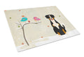 Christmas Presents between Friends Entlebucher Cutting Board Tempered Glass Kitchen Cutting Surface, Heat Resistant Chopping, Non-Slip Feet, Food Prep & Serving