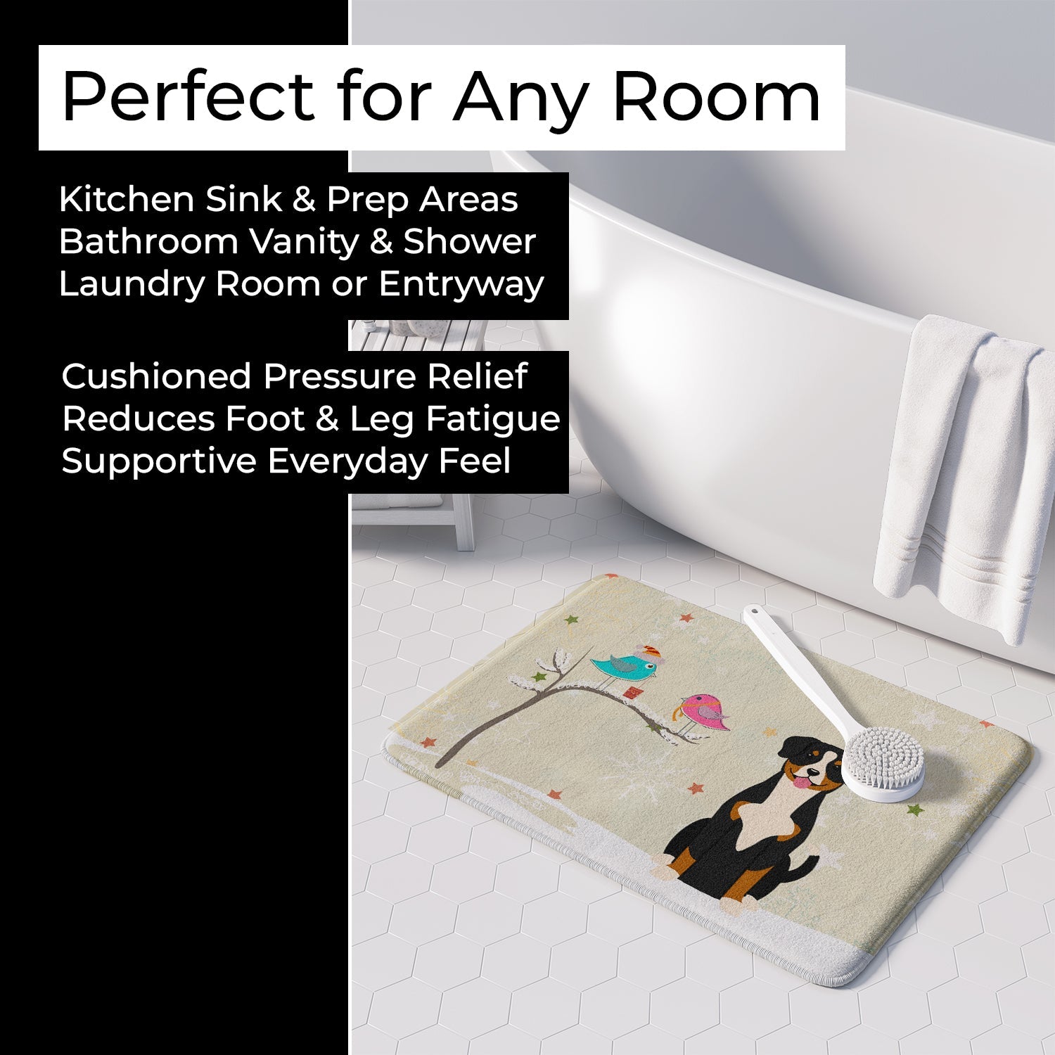 Christmas Presents between Friends Entlebucher Memory Foam Kitchen Mat Machine Washable Anti-Fatigue Cushion Comfort Bath or Kitchen Rug