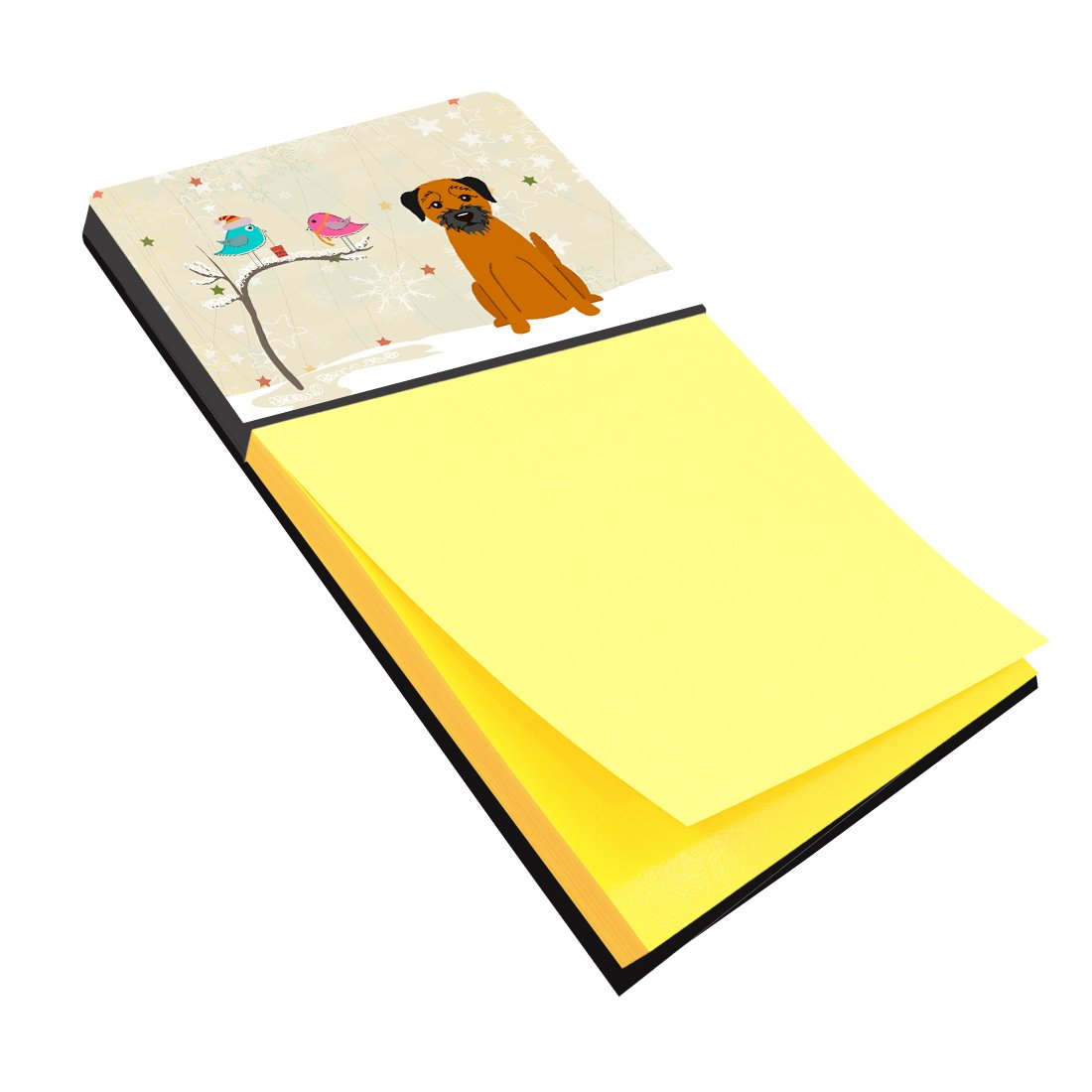 Christmas Presents between Friends Border Terrier Watercolor Sticky Note Holder Refillable Dispenser Desk Accessory 3x3 Pad Gift