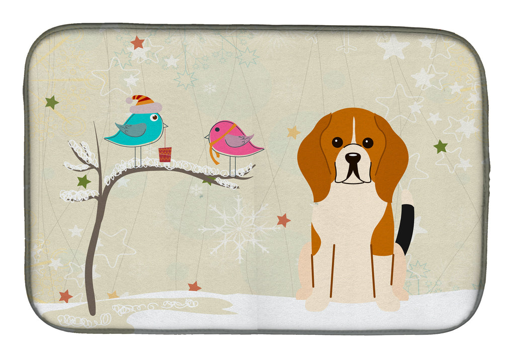 Christmas Presents between Friends Beagle Dish Drying Mat Absorbent Dish Drying Mat Pad for Kitchen Counter Dish Drainer Mat for Countertop, 14 x 21", Multicolor