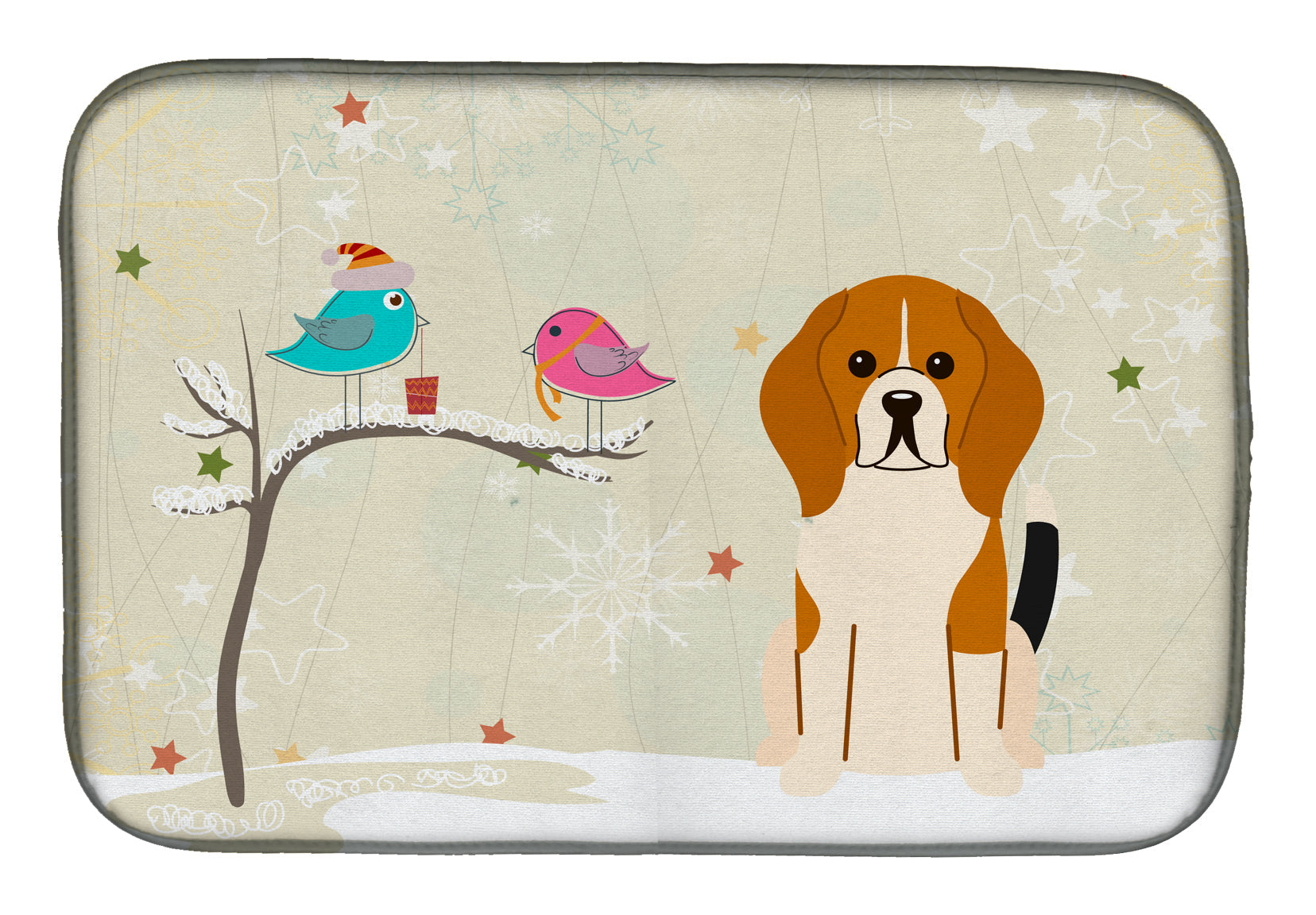Christmas Presents between Friends Beagle Dish Drying Mat Absorbent Dish Drying Mat Pad for Kitchen Counter Dish Drainer Mat for Countertop, 14 x 21", Multicolor