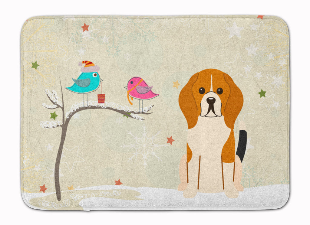 Christmas Presents between Friends Beagle Memory Foam Kitchen Mat Machine Washable Anti-Fatigue Cushion Comfort Bath or Kitchen Rug