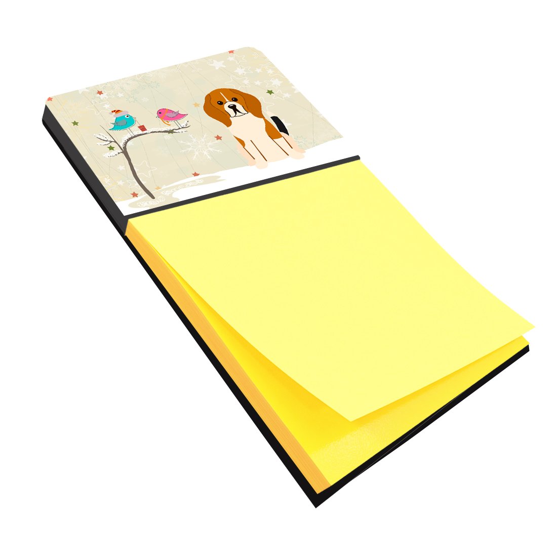 Christmas Presents between Friends Beagle Watercolor Sticky Note Holder Refillable Dispenser Desk Accessory 3x3 Pad Gift