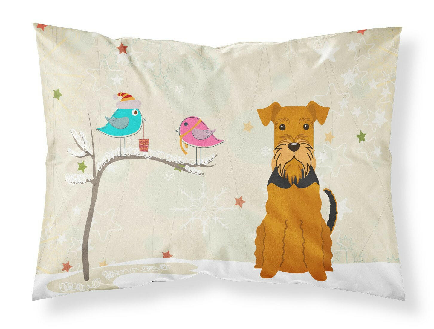 Christmas Presents between Friends Airedale Terrier Standard Pillowcase Lightweight Super Soft Easy Care Decorative Artwork Pillowcase, Standard