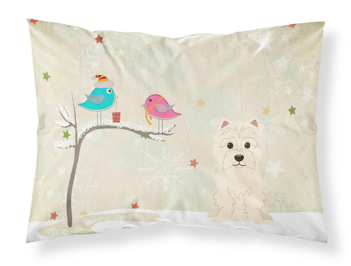 Christmas Presents between Friends West Highland White Terrier Standard Pillowcase Lightweight Super Soft Easy Care Decorative Artwork Pillowcase, Standard
