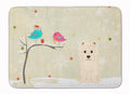 Christmas Presents between Friends West Highland White Terrier Memory Foam Kitchen Mat Machine Washable Anti-Fatigue Cushion Comfort Bath or Kitchen Rug