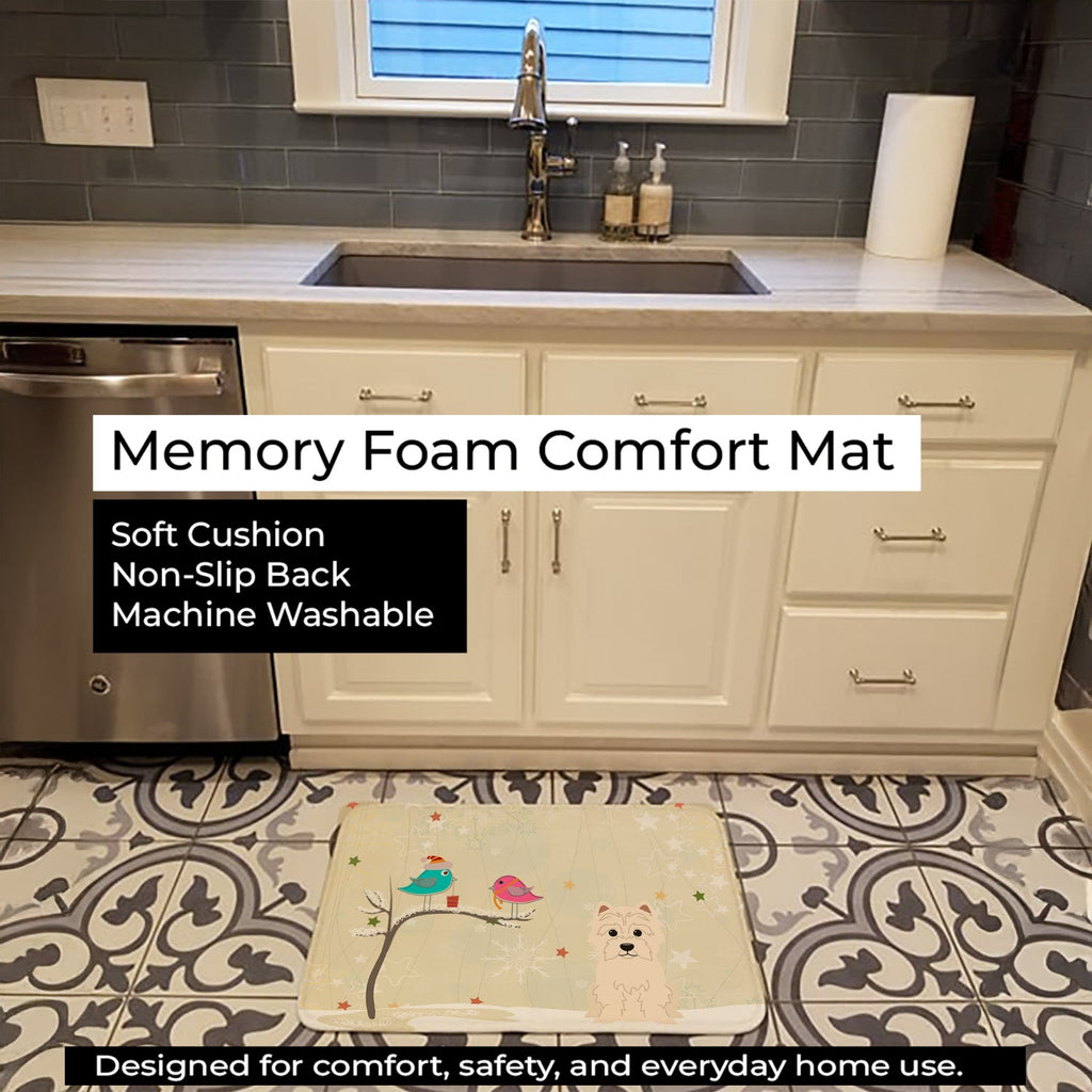 Christmas Presents between Friends West Highland White Terrier Memory Foam Kitchen Mat Machine Washable Anti-Fatigue Cushion Comfort Bath or Kitchen Rug