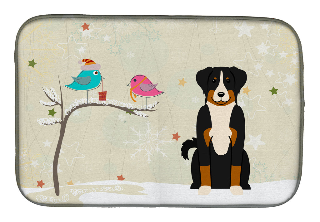 Christmas Presents between Friends Appenzeller Sennenhund Dish Drying Mat Absorbent Dish Drying Mat Pad for Kitchen Counter Dish Drainer Mat for Countertop, 14 x 21", Multicolor