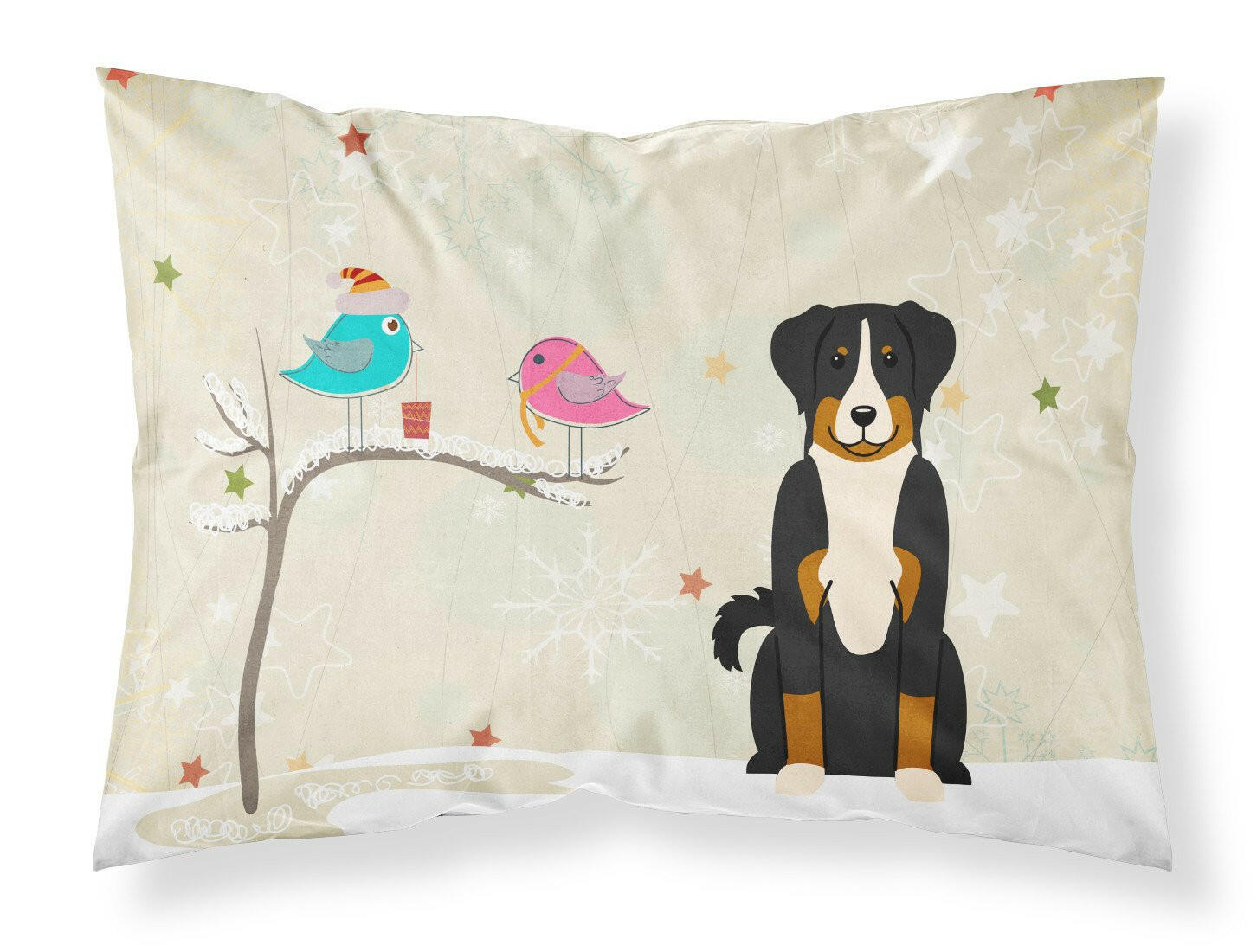 Christmas Presents between Friends Appenzeller Sennenhund Standard Pillowcase Lightweight Super Soft Easy Care Decorative Artwork Pillowcase, Standard