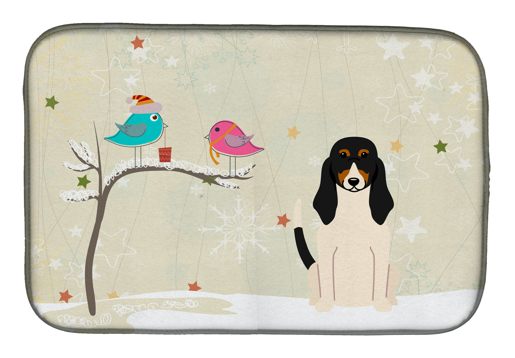 Christmas Presents between Friends Swiss Hound Dish Drying Mat Absorbent Dish Drying Mat Pad for Kitchen Counter Dish Drainer Mat for Countertop, 14 x 21", Multicolor