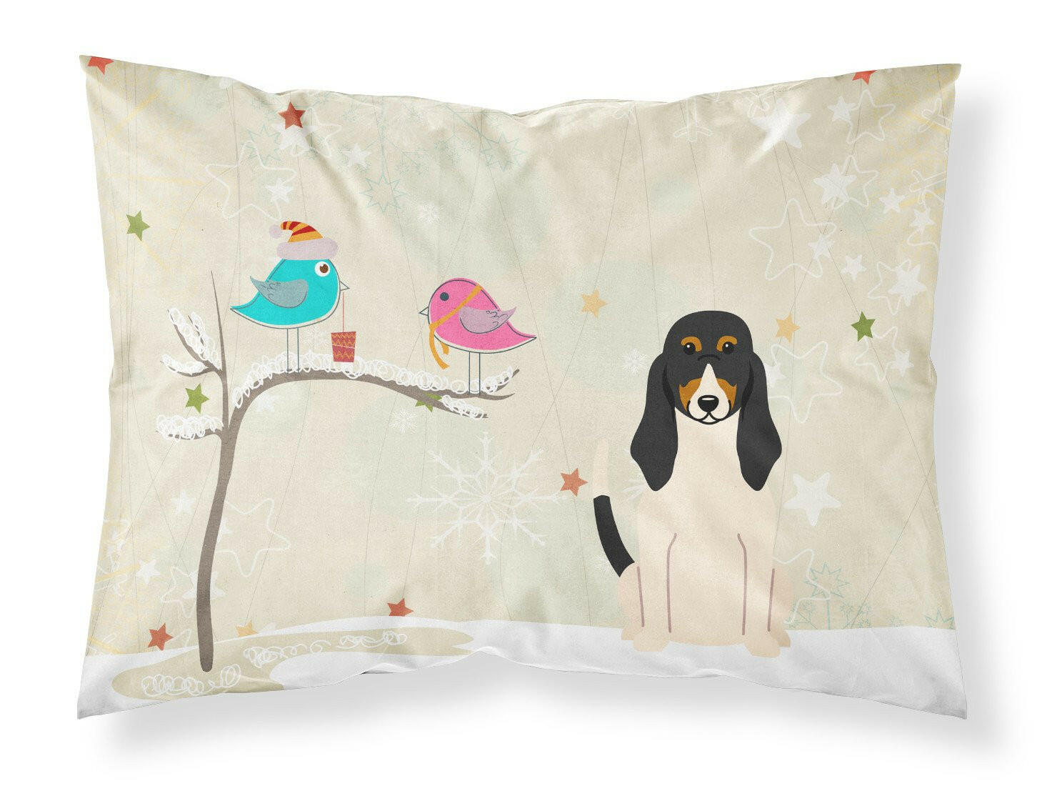 Christmas Presents between Friends Swiss Hound Standard Pillowcase Lightweight Super Soft Easy Care Decorative Artwork Pillowcase, Standard