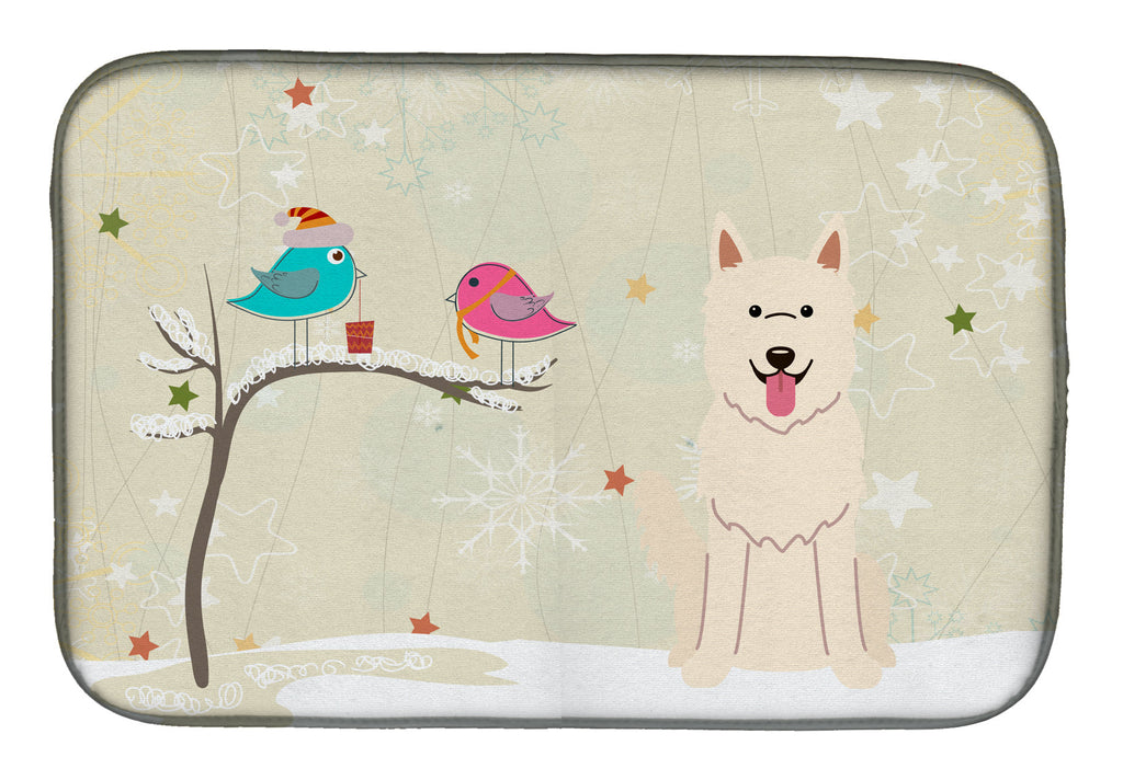 Christmas Presents between Friends German Shepherd - White Dish Drying Mat Absorbent Dish Drying Mat Pad for Kitchen Counter Dish Drainer Mat for Countertop, 14 x 21", Multicolor