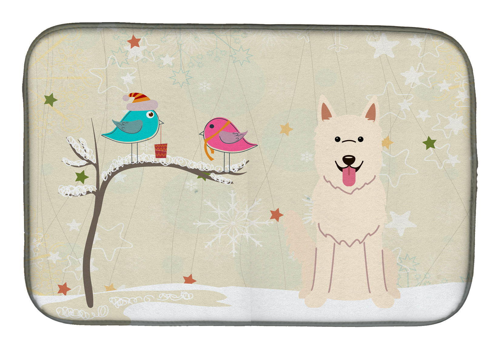 Christmas Presents between Friends German Shepherd - White Dish Drying Mat Absorbent Dish Drying Mat Pad for Kitchen Counter Dish Drainer Mat for Countertop, 14 x 21", Multicolor