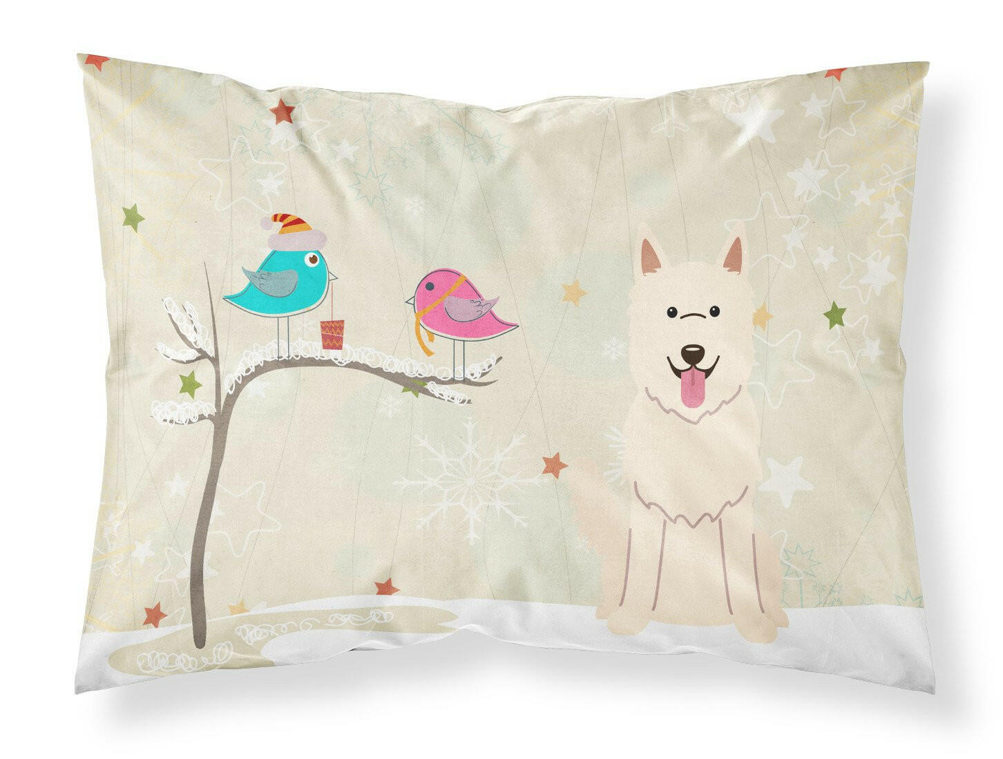 Christmas Presents between Friends German Shepherd - White Standard Pillowcase Lightweight Super Soft Easy Care Decorative Artwork Pillowcase, Standard