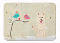 Christmas Presents between Friends German Shepherd - White Memory Foam Kitchen Mat Machine Washable Anti-Fatigue Cushion Comfort Bath or Kitchen Rug