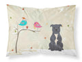 Christmas Presents between Friends Bull Terrier - Blue Standard Pillowcase Lightweight Super Soft Easy Care Decorative Artwork Pillowcase, Standard