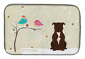 Christmas Presents between Friends Bull Terrier - Chocolate Dish Drying Mat Absorbent Dish Drying Mat Pad for Kitchen Counter Dish Drainer Mat for Countertop, 14 x 21", Multicolor