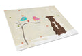 Christmas Presents between Friends Bull Terrier - Chocolate Cutting Board Tempered Glass Kitchen Cutting Surface, Heat Resistant Chopping, Non-Slip Feet, Food Prep & Serving