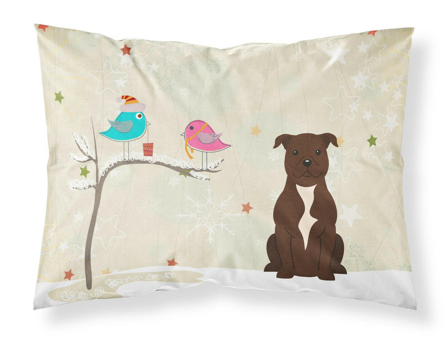 Christmas Presents between Friends Bull Terrier - Chocolate Standard Pillowcase Lightweight Super Soft Easy Care Decorative Artwork Pillowcase, Standard